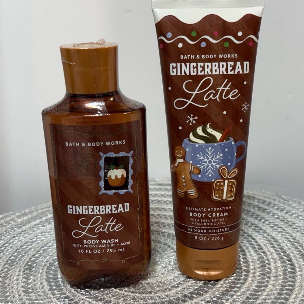 BBW Gingerbread Latte Body Cream and Body Wash Set of 2 NWT